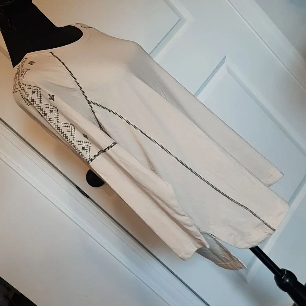 KORI America NWT Ivory Embroidered Boho Tunic Top Small